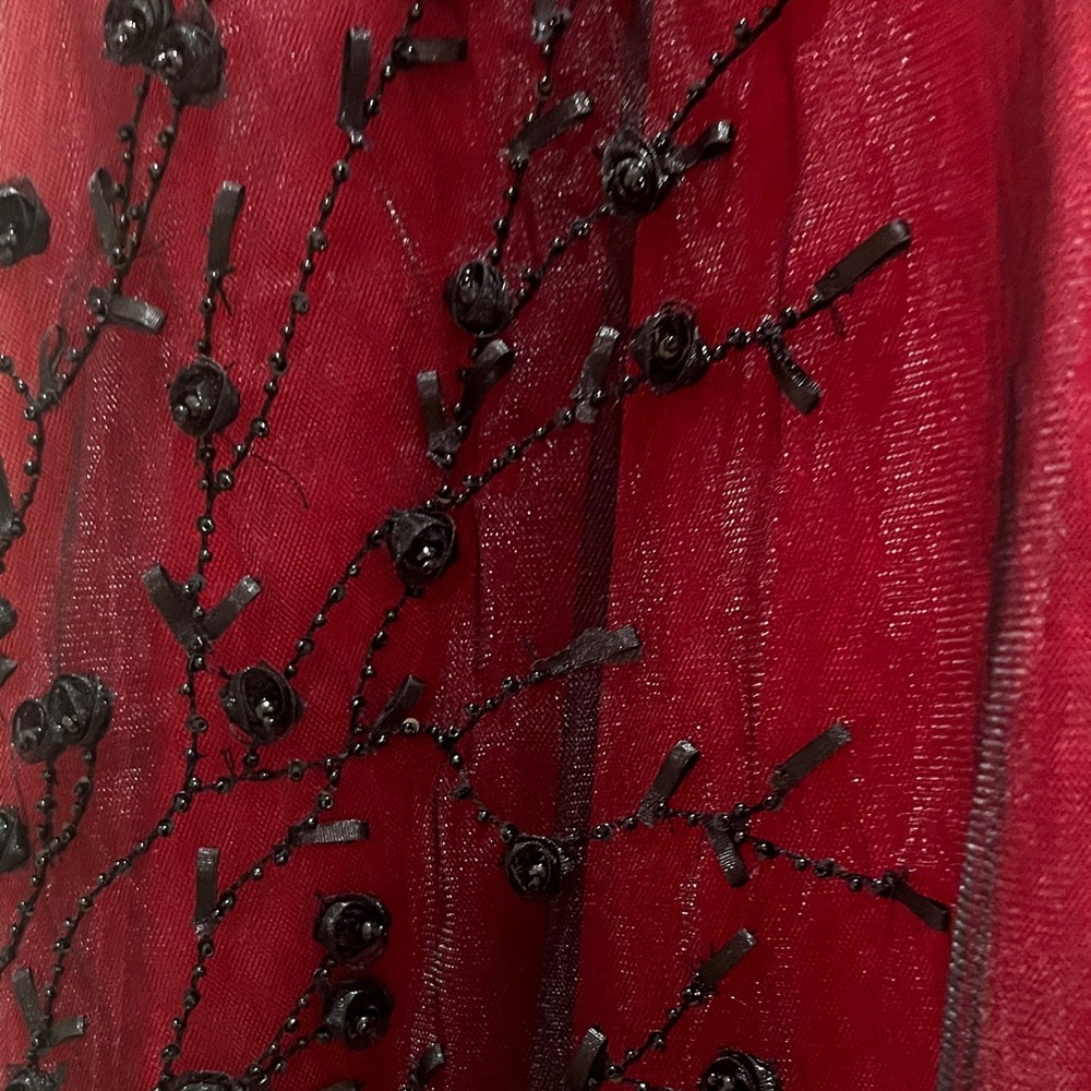 New Elegant Red Skirt with Black tulle and Embellishments - Picture 11 of 11